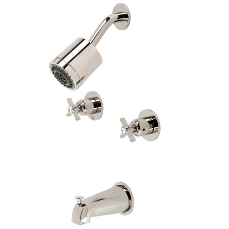 KINGSTON BRASS Tub and Shower Faucet, Polished Nickel, Wall Mount KBX8146ZX